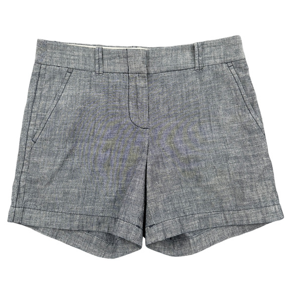 J Crew Womens Blue Chambray Chino Shorts Cotton Front Pockets Cotton Short 00 - Picture 1 of 7